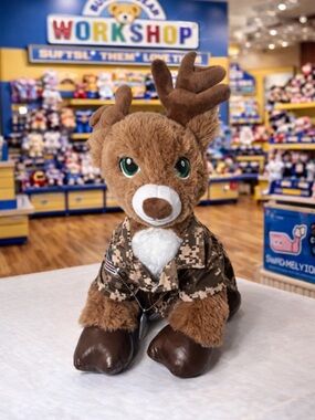 Build-A-Bear Reindeer Plush Military Camo Outfit Dog Tags BAB 16” Stuffed Animal